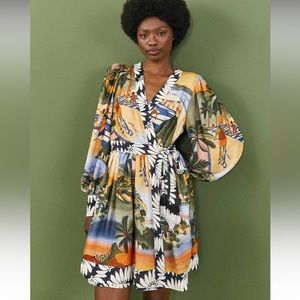 FARM RIO Carioca Ecovero Lenzing Tie-Waist Wrap Mini Dress (NWT)